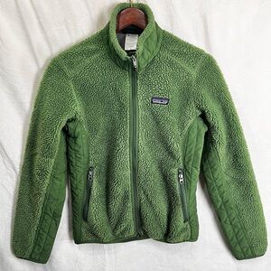 Patagonia Jacket Women S Forest Green Retro X Sherpa Deep Pile Fleece Full Zip